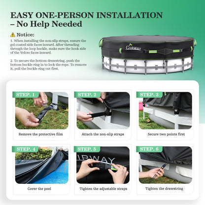 Extra-Thick Winter Pool Cover – 200gsm Heavy-Duty, Cold-Resistant & Windproof Cover for Above-Ground Pools