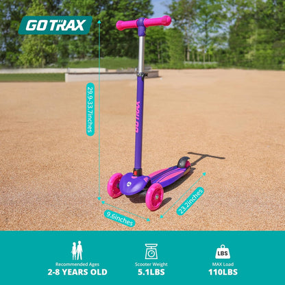 Gotrax KS1 Kids Kick Scooter, LED Lighted Wheels and 3 Adjustable Height Handlebars, Lean-to-Steer & Widen Anti-Slip Deck, 3 Wheel Scooter for Boys & Girls Ages 2-8 and up to 110 Lbs